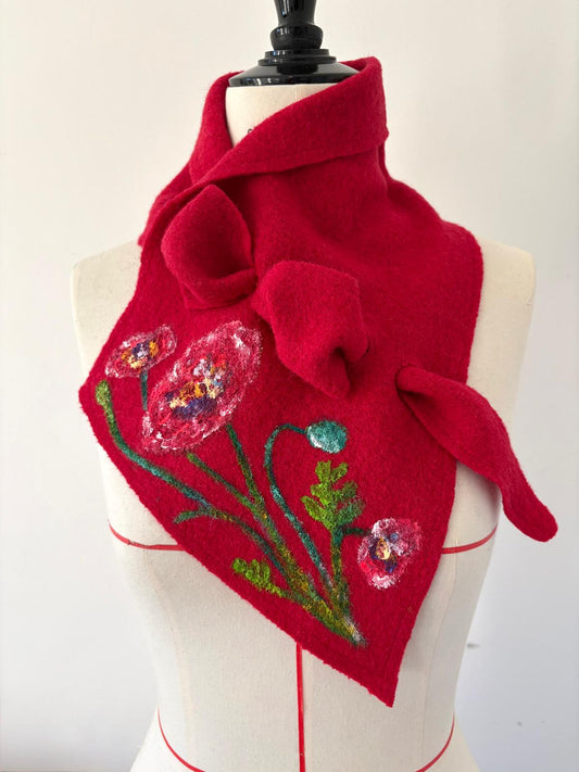 Pastel Garden Hand Painted Wool Scarf